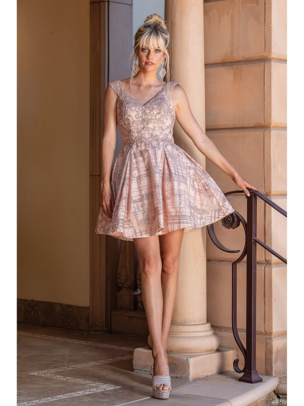 NEW ROSE-GOLD Evening Gown Floor Length Formal Elegant Stunning 3275